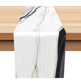 Lofaris White Gold Black Marble Texture Modern Table Runner